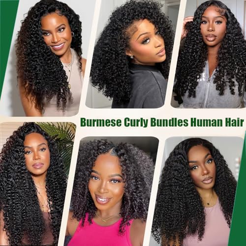 Burmese Curly Bundles Human Hair 12 Inch Human Hair 4 Bundles 100% Unprocessed Quick Weave 3c4a Real Human Hair Extensions Natural Black - Image 7