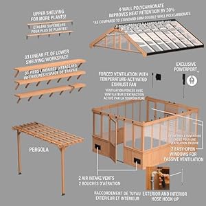 Backyarddiscoverybellerosexl13x11cedarwoodandpolycarbonatewalkingreenhousekitwithpergolaexhaustfanwindowshosehookupspowerportstagingshelvesforoutdoorgardening Urban Country Home Decor Backyard discovery bellerose xl 13 x 11 cedar wood and polycarbonate walk in greenhouse kit with pergola exhaust fan windows hose hook ups powerport staging shelves for outdoor gardening urban country home decor