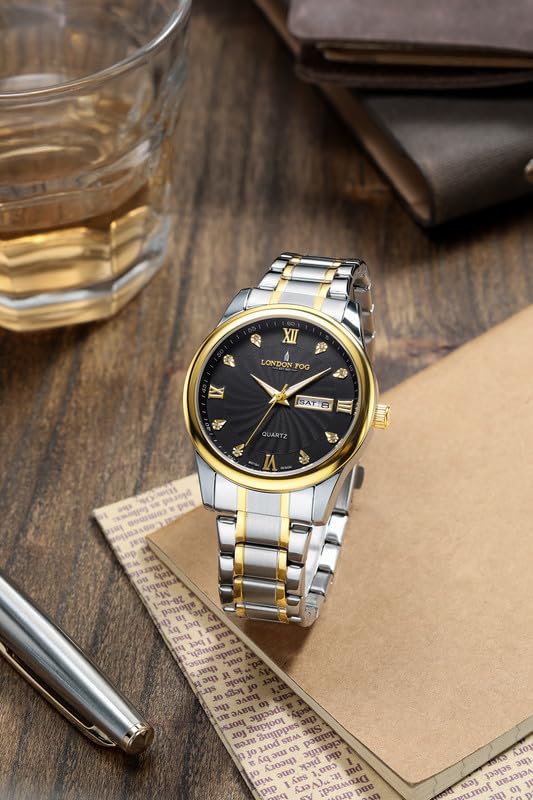 Image of London Fog Carnaby Collection Analog Watch for Men with Round Dial, Day & Date Display, Quartz Movement, Stainless Steel Strap & Water Resistant