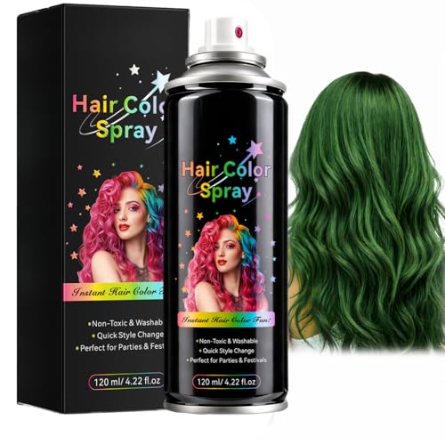 Haarfarbe Grün Temporäres Haarspray Spray Grüne Haarfarbe Haar-farbe Schonend Instant Haar-färbemittel Schnelles 120 ml - Styling für Party Festival & Cosplay - für auffällige Look