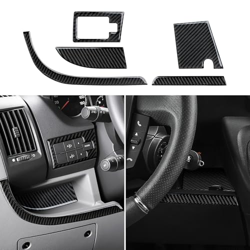 Image of Car Carbon Fiber Left /Right Front Center Dashboard Panel Cover Trim Decals Accessories for Dodge RAM Promaster 2014-2021 /2007-2023 Fiat Ducato, Citroen Jumper, Peugeot Boxer Interior Stickers