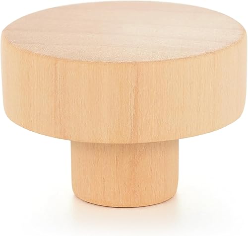 Paquete de 15 pomos de madera  Perillas de madera para armarios de 1.4 pulgadas, pomos redondos de madera para armarios y cajones, tiradores de
