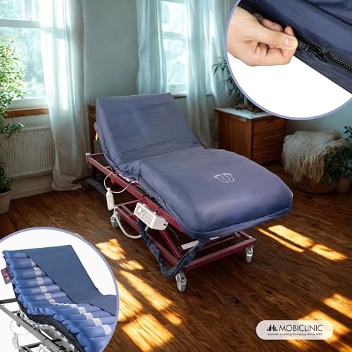 Mobiclinic® pro, Antidekubitusmatratze mit Luft, 200x105x12, 8, Mobi 3 Plus, Wechseldruckmatratze Kompressor, Geräuscharm, 105 cm breit, 17 luftzellen, Für dekubitus Grad i, Ii und iii, Blau