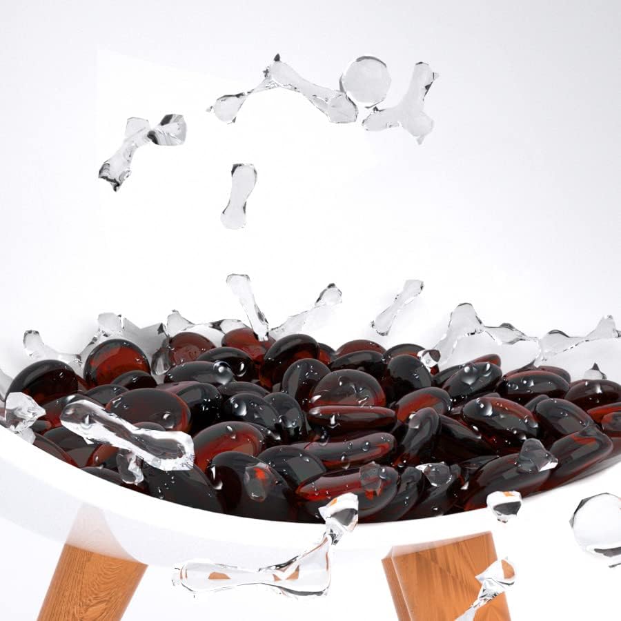 Miniatura 4 de Grisun Cuentas de vidrio ámbar de 12 pulgada para hoguera  gotas de vidrio redondas reflectantes de 10 libras, decorativas para chimenea, mesa de