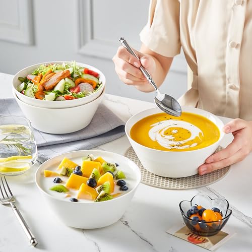 MALACASA Müslischalen 1L, 4er Pack Salatschüssel aus Porzellan, Bowl Schüssel Set für Müsli, Salat, Obst, Suppe, Ramen, Serie Regular 4