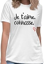 T-Shirt Humour Femme Je T’Aime Connasse Message drôle. Idée Cadeau Original Marrant pour Amie Couple Collègue Soeur Copine Amoureuse Anniversaire Noël Fête St Valentin. Tee-Shirt Blanc
