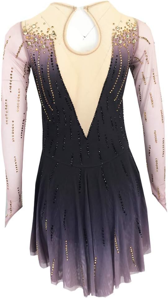 Handmade Gradient Figure Skating Competition Dress Girl Women Professional Long Sleeve Ice Skating Dancewear