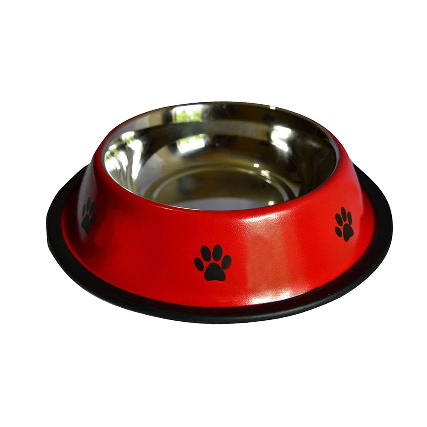 Emily Pets Stainless Steel Paw Printed Food Water Feeding Bowl and Black Rubber Base Dogs & Puppies (RED Colour) (B09Y1Q8VZW) Amazon Price History, Amazon Price Tracker