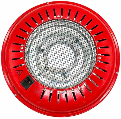 RevolutionLine   Brasero Eléctrico Redondo de Metal para Mesa y Camilla | Bajo Consumo con 3 Niveles de Potencia 300W/500W/800W | Se coloca en el suelo para que el calor suba hacía arriba | Color Rojo