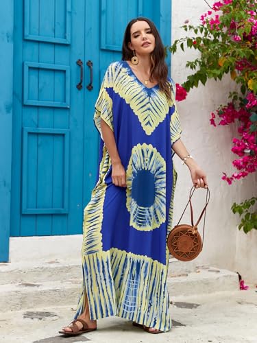 Kaftan Dresses for Women Beachwear Cover Up Floral Print V-Neck Loungewear Ethnic Resort Wear Vacation Poolside3