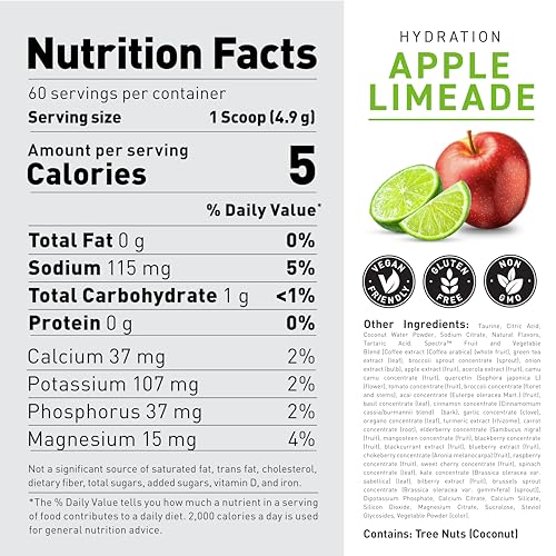 Image of Kaged Electrolyte Hydration Powder Hydracharge Apple Limeade Sports Drink for Men and Women Pre, Post, Intra Workout Supplement 60 Servings