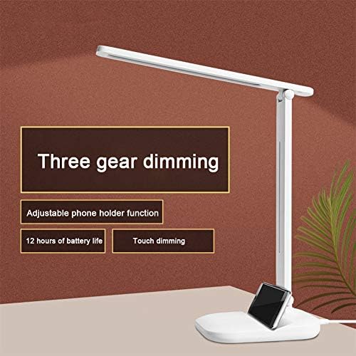 LED Desk Lamp, USB Charging Desk Light, 3 Lighting Modes Touch Control Sturdy Lamp, Eye Caring Table Lamps for Office Home Bedroom(White)