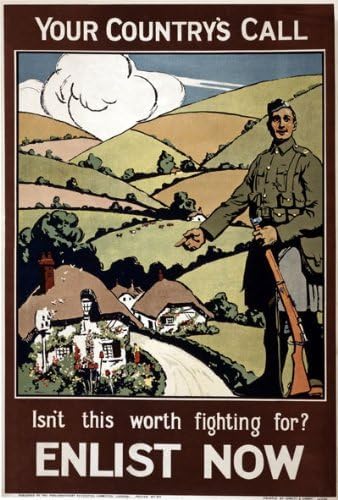Vintage WWI Fight For Your Country's Call British Join Enlist In The Army World War 1 Recruitment Poster WW1 Wall Art Print | (A2 420 x 594mm)