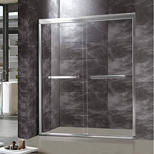 TONYRENA Frame Double Sliding Shower Door, 56" to 60" Width x 72"Height 5/16"