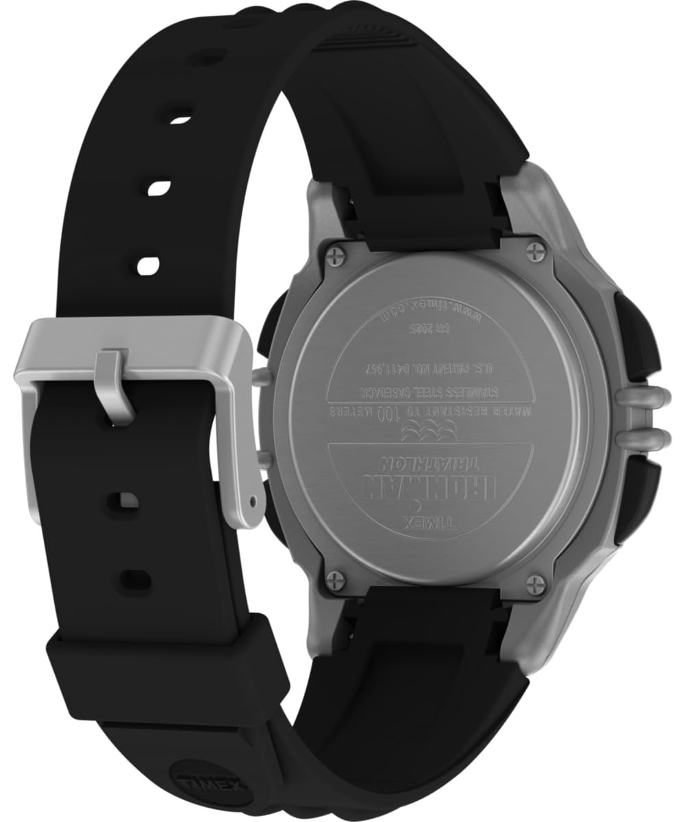 Timex TW5M63200 Ironman Flix 100 Lap Herren-Armbanduhr, 42 mm, schwarzes PU-Armband mit Digitalanzeige