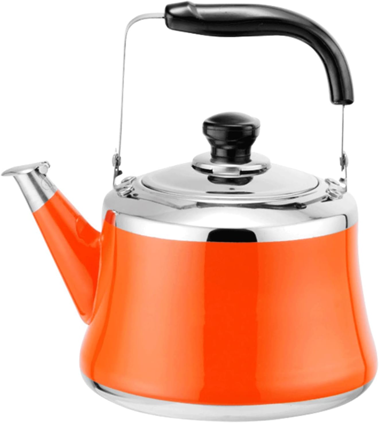 Stainless Steel Whistling Tea Kettle, Stove Top Whistling Tea Pot, Cute Candy Colors Teakettles with Ergonomic Handle for Gas, Induction, Electric Stove Tops (Color : Yellow, Size : 2 Liter)