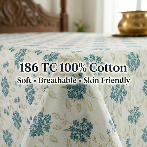 Image of Mafatlal 186 TC Grace Pure Cotton Double Size Bedsheet | 90 x 100 Inch | Soft Breathable Cotton Bed Sheet Set with 2 Pillow Covers | Royal Blue