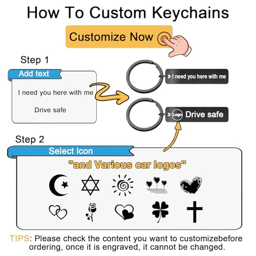 Image of Personalized Keychain With Text Name Engraved Metal Key Chain Gift | Stainless Keychains Steel for Men, Women, Gift