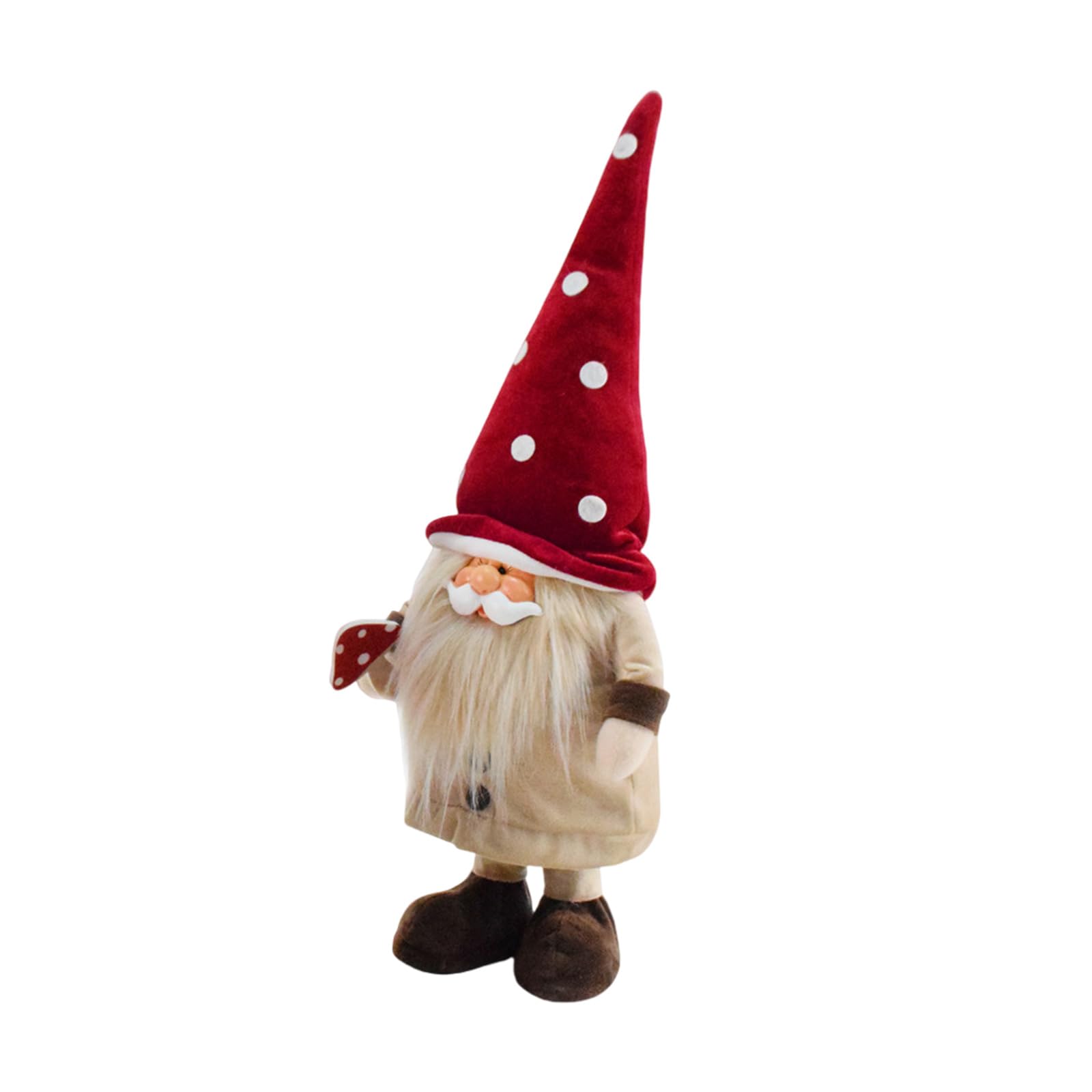 Nain de Noël champignon avec barbe en peluche - Décoration maison