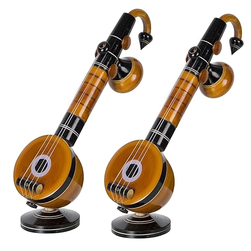 Image of IAgriFarm IAgri Eco Friendly Eucalyptus Wooden Veena Home Decor Showpiece (9 cm x 9 cm x 27 cm, Brown) Decorative Showpiece - Pack 2