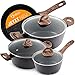Produktbild Quisn® Kochtopf Set | Induktions Töpfe Set mit Pfanne & Marmorbeschichtung | Aluguss Topfset ideal für Induktion, Gas & Ceranfeld | Küchenset Erstausstattung für die erste Wohnung