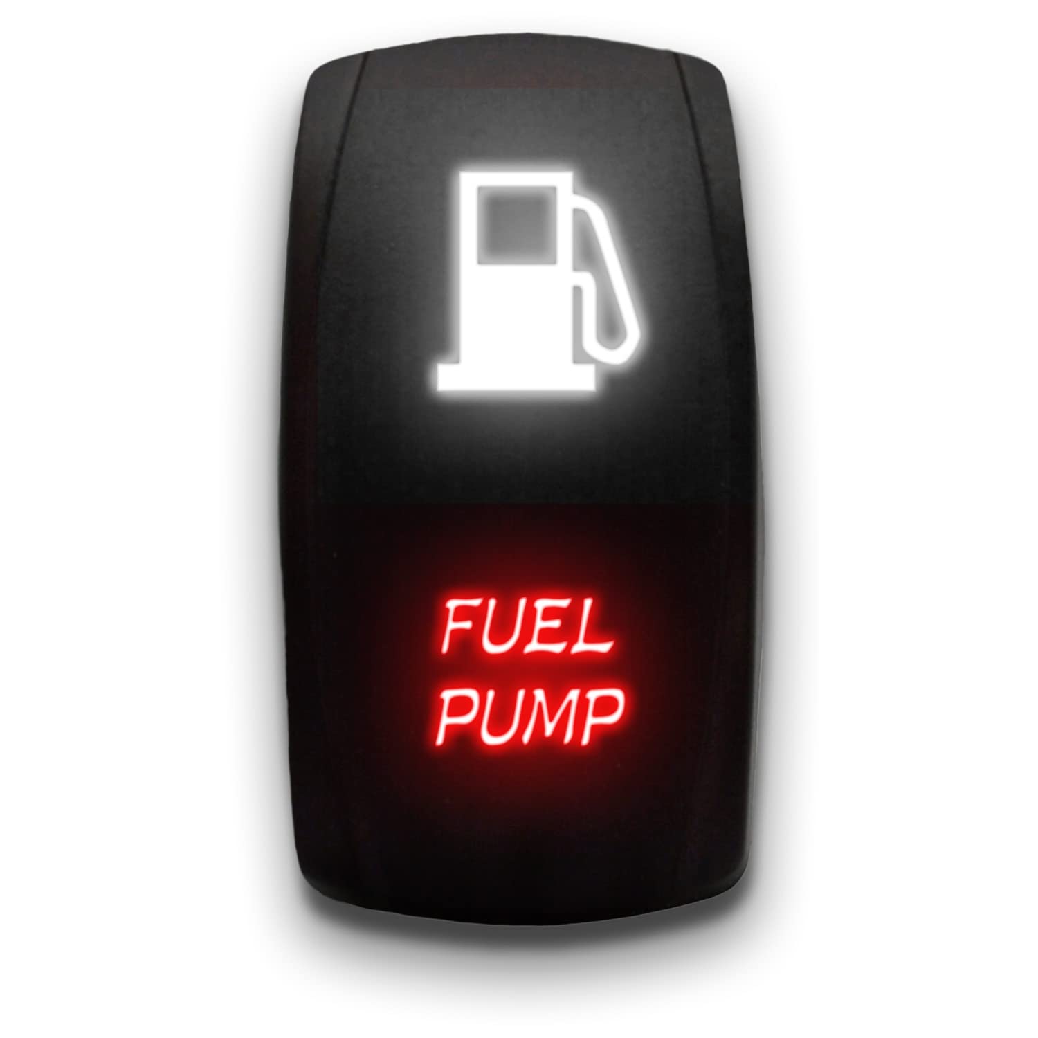 Fuel Pump - White/Red - Laser Etched 5-Pin Double Pole Single Throw Fuel Pump Maintained ON-Off DPST Toggle Switch 20A 12V