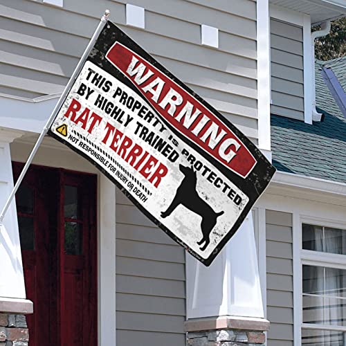 Drapeau Rat Terrier rigolo 152x244 cm : le cadeau de crémaillère idéal pour extérieur