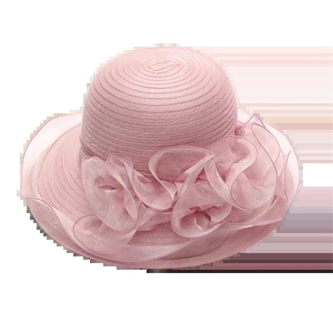 Yeuyyben Cappello da donna in organza per matrimonio estivo da chiesa cappello da donna Tea Party Bow Hat femminile