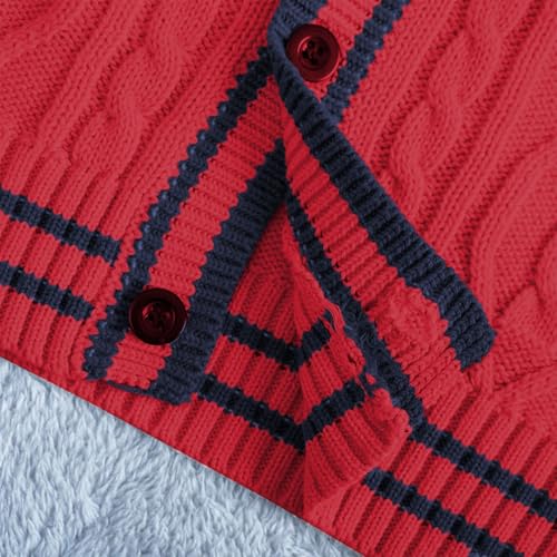 Girls Boys Cable Knit Cardigan School Uniform Aesthetic Button Down Sweater Fall Winter Comfy Warm Coat Birthday Outfits3