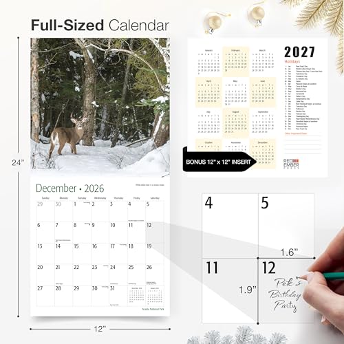 Image of RED EMBER Acadia National Park 2026 Wall Calendar 12 Month | 12 inch x 24 inch Open | Thick & Sturdy Paper | Giftable | Nature Calendar 2026
