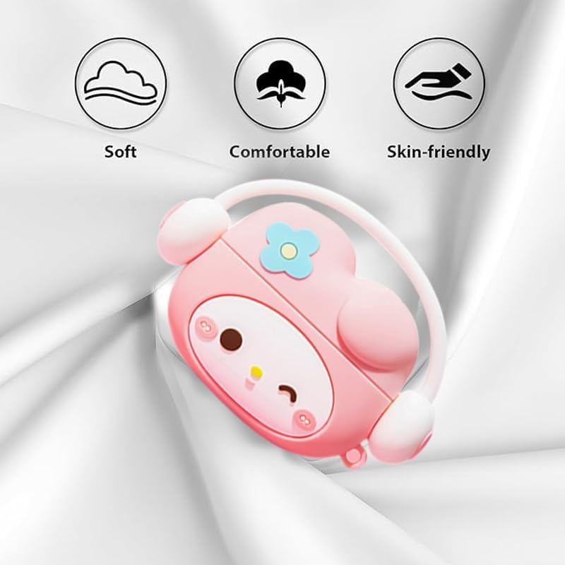 Image of Meyaar Earphone Case Cover Compatible for Realme Buds T300 & T310, Soft Silicone Skin Case Cover Shock-Absorbing Protective Case with Keychain for realme Buds T310 & T300 Only (Headphone Peach Kitty)