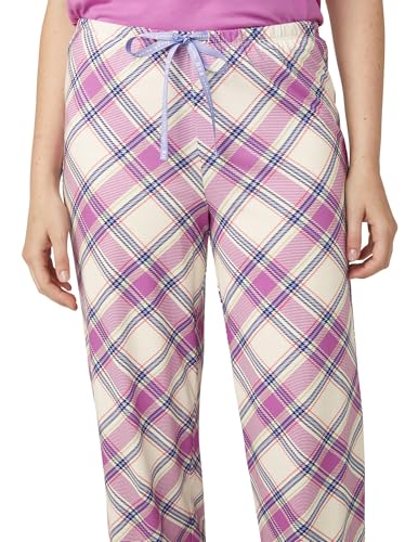 Image of HUE Women's Sleep and Lounge Pajama Separates, Late Summer & Fall Collection, Egret Woodlands Plaid - Sleep Pant, Medium