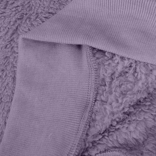 CRNTCEM Purple Womens Fleece Zip Up Jacket – Cozy Oversized Sherpa Hoodie with Pockets for the Ultimate Winter Style - Image 6