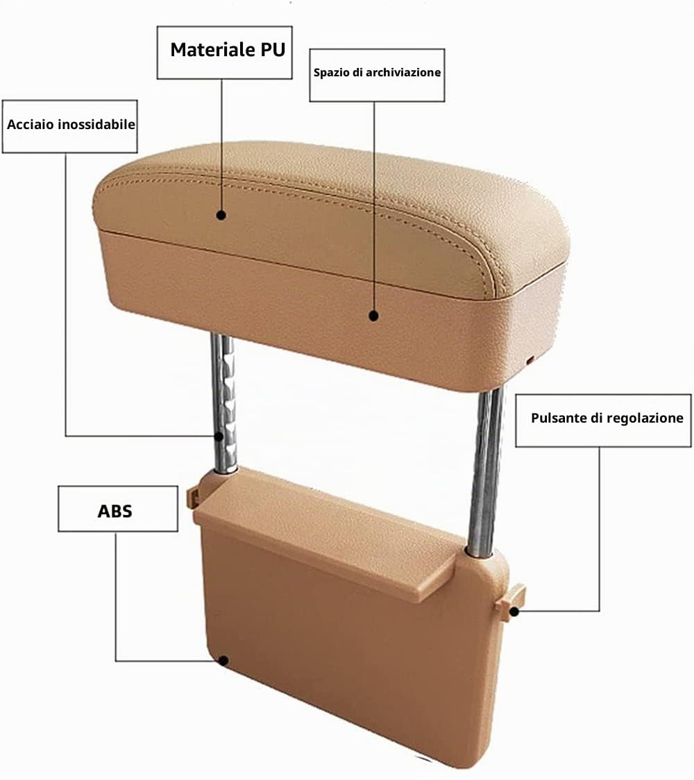 Bracciolo con contenitore per auto, protettivo, per console centrale, estensione per gomito e avambraccio, supporto per polso, altezza regolabile, tappetino comodo, universale