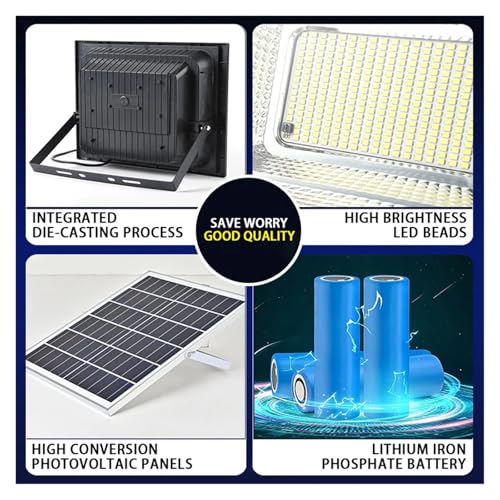 Luz solar LED potente de 200W con control remoto para iluminar patios de forma impermeable 5