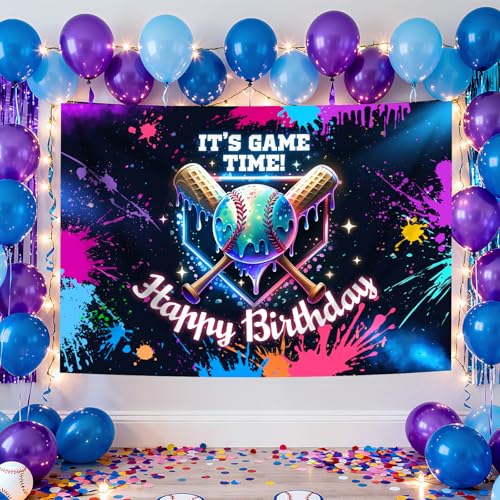 Fondo decorativo de cumpleaños Tema Béisbol 7x5 pies miniatura 4