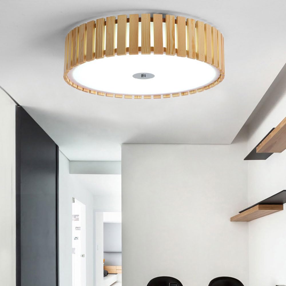 Drewniana Lampa Sufitowa W Stylu Nordyckim, Nowoczesne Oświetlenie Led, Design Retro-industrialny, Maksymalna Moc 60 W, Odpowiednia Do Wielu Zastosowań (56 cm)