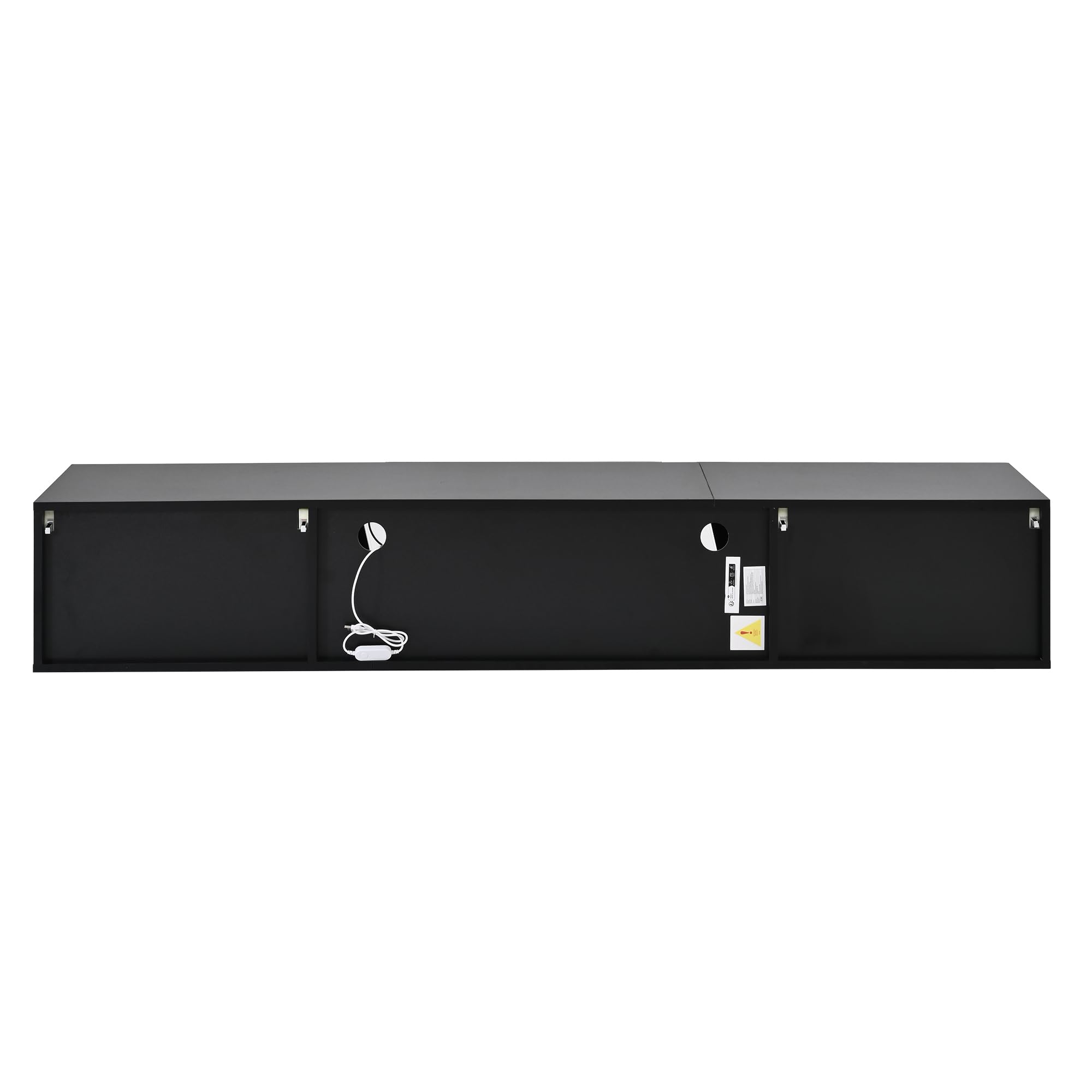 180 x 35 x 30 cm, mobile TV a parete, mobile basso con luci a LED, con 3 ante, adatto per TV da 75 pollici, mobile TV lucido, nero