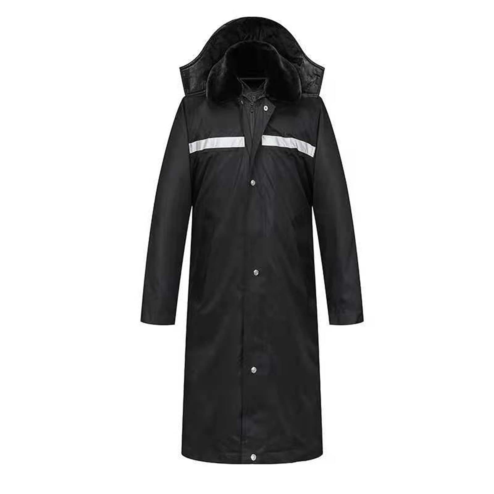 Cieplejsza Odzież Plac Budowy Zimowa Długa Bawełniana Kurtka Męska Materiały Antysejsmiczne Unisex Ogrzewany Płaszcz Odblaskowym Paskiem Jazdy Na Nartach Wędkarstwo (Color : Black, Size : 10pcs)