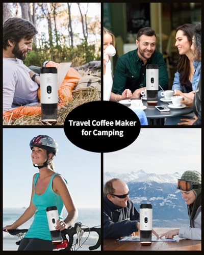 Image of Portable Electric Espresso Machine, Travel Coffee Maker Brewer Compatible with Ground Coffee & NS Capsules (White with LCD Screen)