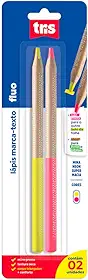 Lapis Marcador Texto Tris Fluo Amarelo Rosa Cartela 2 Unidades