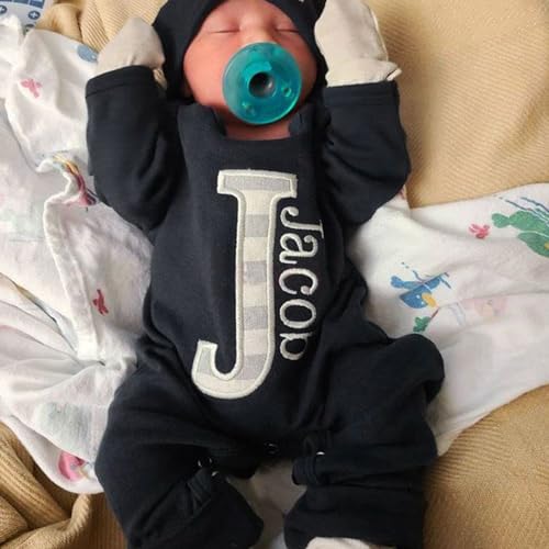 Personalized Baby Coming Home Outfit, Custom Embroidered Name Romper & Gown Set, Long Sleeve Sleepwear, New Baby Gift4
