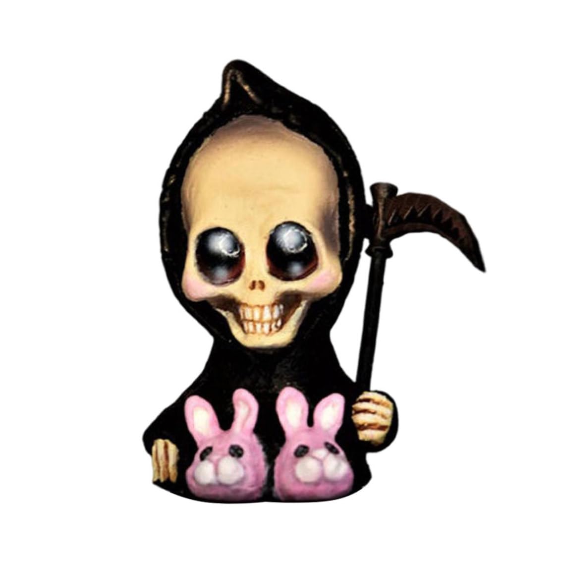 Wilafury Halloween Grim Reaper Figurine, Resin Baby Death Statue with Scythe, Gothic Fantasy Halloween Decor, Black