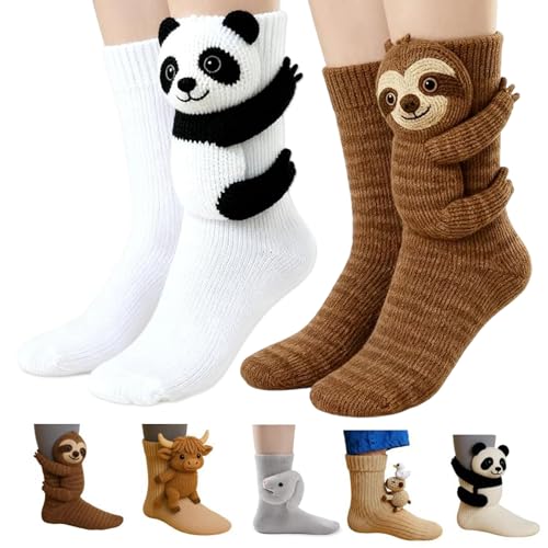 Asaint Animal Socks,Striking Sloth Hug Animal Socks for Women Kids,Fun