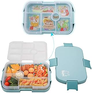JIAQI Kids Lunch Box - Leakproof Bento Boxes 6 Compartment Lunch, Plastic Food Storage Container Great for Boys and Girls for School Travel Picnics