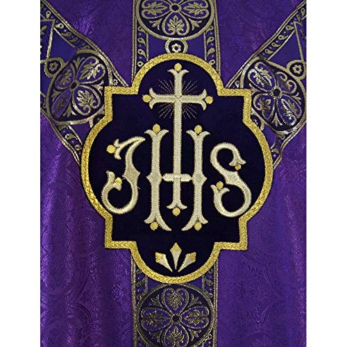 Vestment Purple - Semi Gothic style Chasuble with a matching stole, Vestments for Priest, Catholic Vestments, Liturgical Chasuble.4