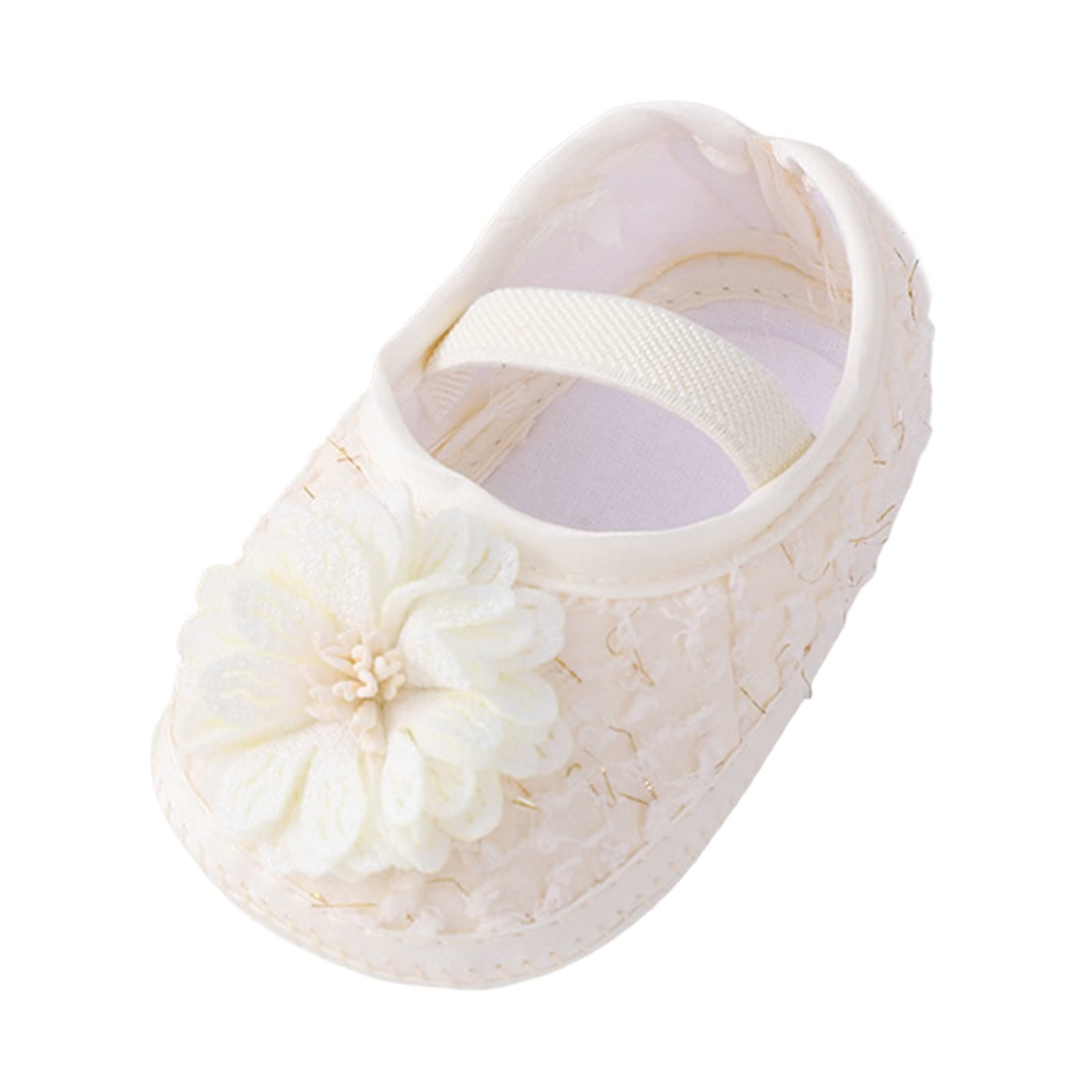Baby Shoes Fashion Soft Sole Toddler Shoes Pearl Dress Flower Princess Shoes Toddler Shoes Toddler Girl Slip on (Beige, 4 Infant)