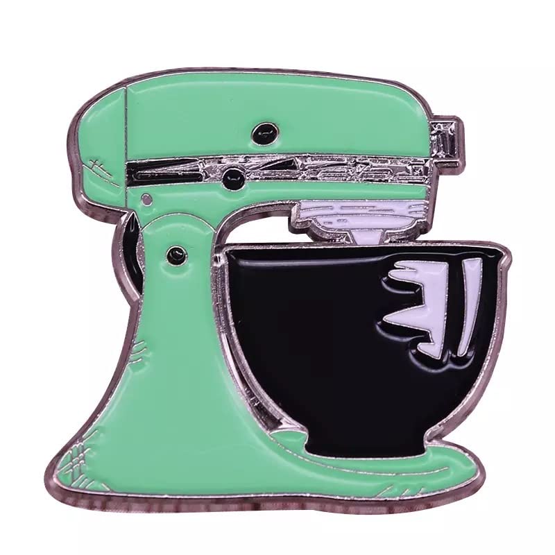 Cake Mixer Enamel Pin, Kitchen Appliance Enamel Pin, Cute Mint Green Pin for Bakers, Chefs, and Cooking Enthusiasts, 1.25 Inches Tall and 1 Inch Wide