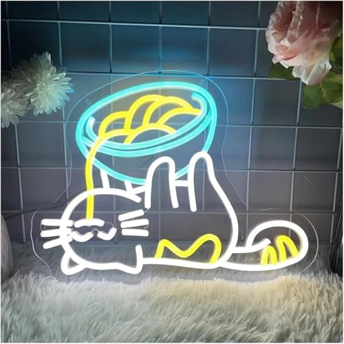 Lampe néon Ramen Noodles intensité variable pour décoration cuisine asiatique 29x38cm