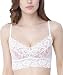 InsBuy Women's Lace Bralette Sexy Sheer Soft Wirefree Bra Lingerie Size Medium White